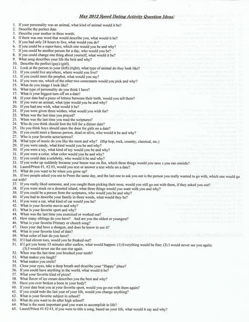 speed dating questions to ask